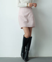 ツイード生地ペチパン付きミニスカートsdp0041 ピンク