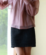 ツイード生地ペチパン付きミニスカートsdp0041 ブラック