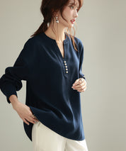 パール付きキーネックブラウスsdp0046-102-16