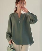 パール付きキーネックブラウスsdp0046-102-35