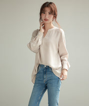 パール付きキーネックブラウスsdp0046 アイボリー