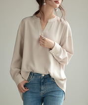 パール付きキーネックブラウスsdp0046 アイボリー