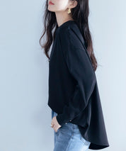 パール付きキーネックブラウスsdp0046 ブラック
