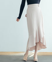 ラップ風ダブルベルトミモレ丈スカートsdp0057b ピンク