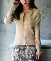 フリル襟とリブニットがドッキングしたプルオーバーsdp0075-103-14