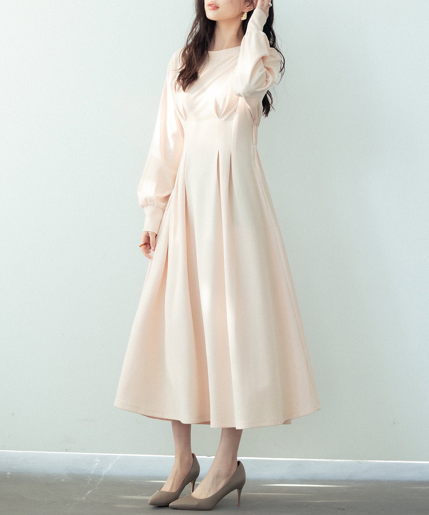 タックデザインミモレ丈カットソーワンピースsdp0087b-102-14