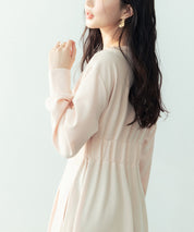 タックデザインミモレ丈カットソーワンピースsdp0087b ベージュ