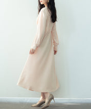 タックデザインミモレ丈カットソーワンピースsdp0087b ベージュ