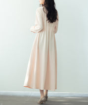 タックデザインミモレ丈カットソーワンピースsdp0087b ベージュ