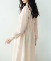 タックデザインミモレ丈カットソーワンピースsdp0087b ベージュ