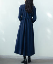 タックデザインミモレ丈カットソーワンピースsdp0087b ネイビー