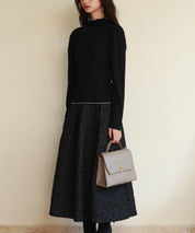 タートルネックリブカットソートップスsdp0104 ブラック