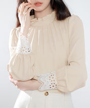 フリルスタンドカラーレース袖口ブラウスsdp0105-102-14