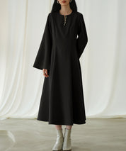 パール付きキーネックフレアワンピースsdp0106-103-8