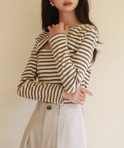 カットアウトボーダーカットソーsdp0107 ブラウン