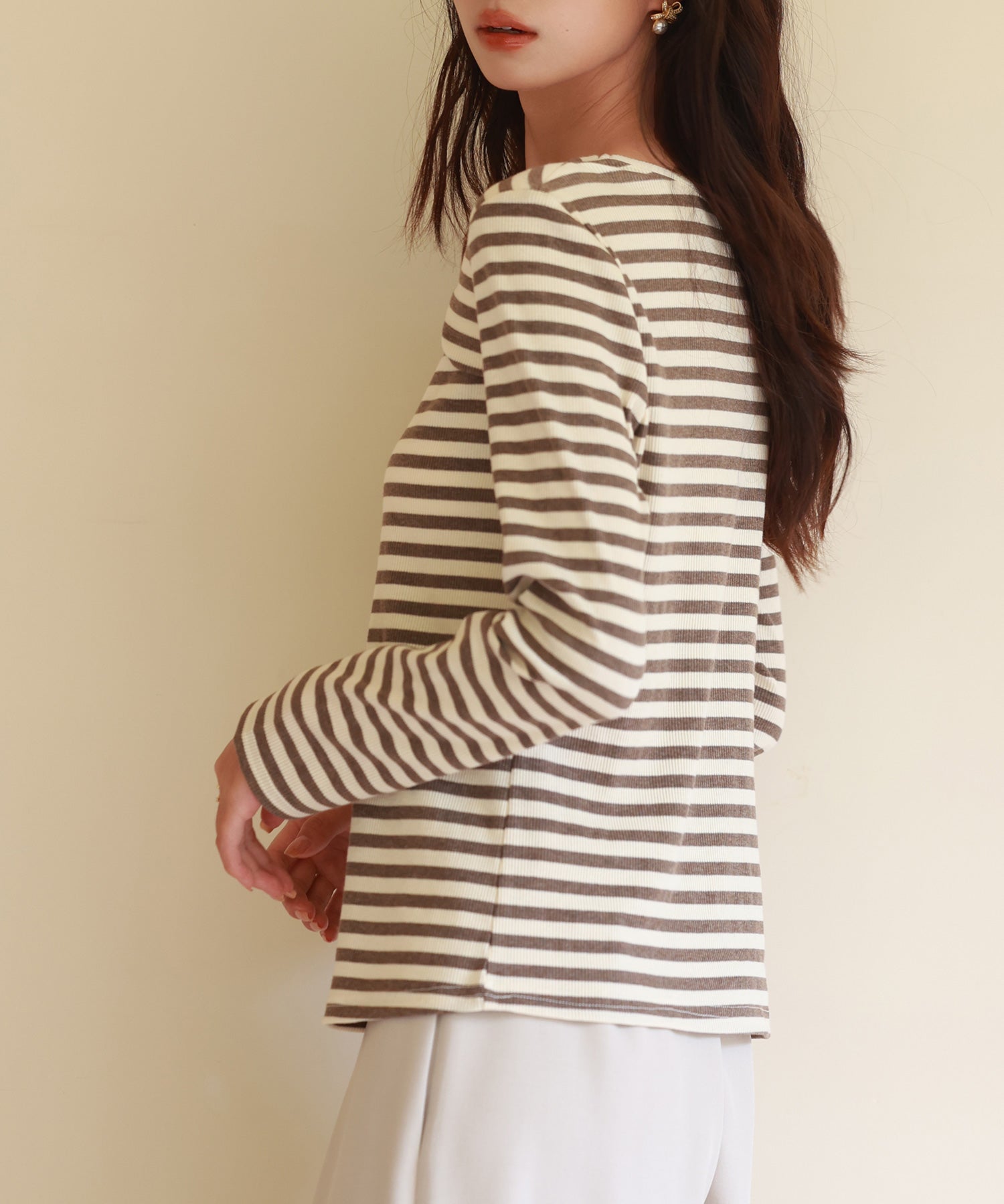 カットアウトボーダーカットソーsdp0107 ブラウン