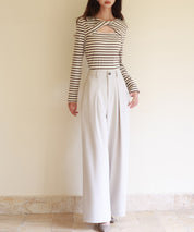 カットアウトボーダーカットソーsdp0107 ブラウン