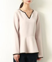 キーネックペプラムトップスsdp0109 ベージュ