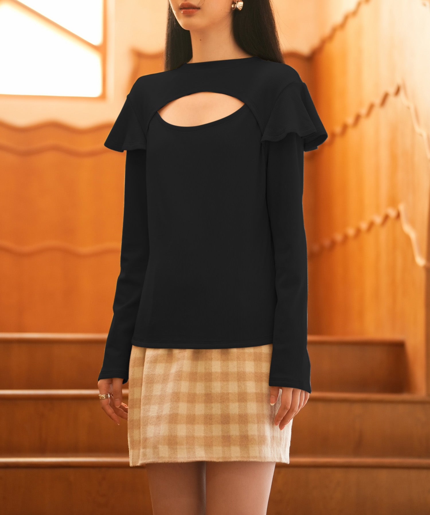 フロントカットアウトカットソートップスsdp0110 ブラック