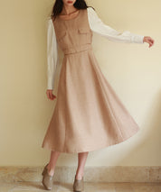 ラメツイードとシャツ袖がドッキングの異素材ワンピースsdp0111-102-17