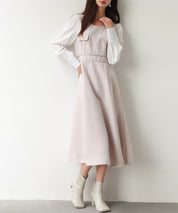 ラメツイードとシャツ袖がドッキングの異素材ワンピースsdp0111-102-26