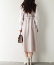 ラメツイードとシャツ袖がドッキングの異素材ワンピースsdp0111 ピンク