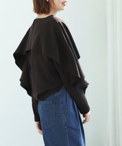 クルーネックケープブラウスsdp0117 ブラック