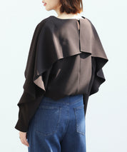 クルーネックケープブラウスsdp0117 ブラック