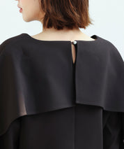 クルーネックケープブラウスsdp0117 ブラック