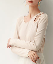 カットアウトリブカットソートップスsdp0120 ベージュ