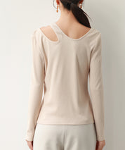 カットアウトリブカットソートップスsdp0120 ベージュ