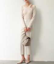 カットアウトリブカットソートップスsdp0120 ベージュ