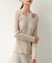 カットアウトリブカットソートップスsdp0120 ベージュ