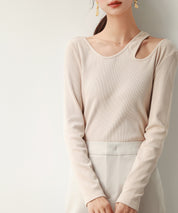 カットアウトリブカットソートップスsdp0120 ベージュ