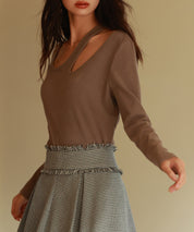 カットアウトリブカットソートップスsdp0120 ブラウン