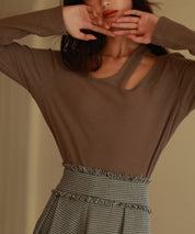 カットアウトリブカットソートップスsdp0120 ブラウン