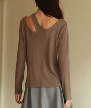 カットアウトリブカットソートップスsdp0120 ブラウン