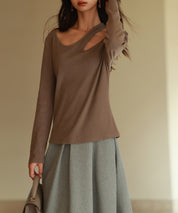 カットアウトリブカットソートップスsdp0120 ブラウン