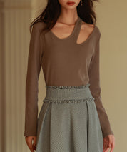 カットアウトリブカットソートップスsdp0120 ブラウン