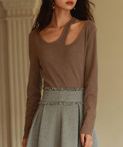 カットアウトリブカットソートップスsdp0120 ブラウン