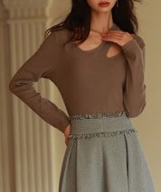 カットアウトリブカットソートップスsdp0120 ブラウン