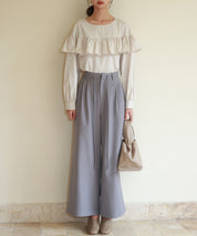 ケープ風フリルクルーネックブラウスsdp0121 ベージュ