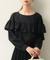 ケープ風フリルクルーネックブラウスsdp0121-102-8