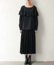 ケープ風フリルクルーネックブラウスsdp0121 ブラック