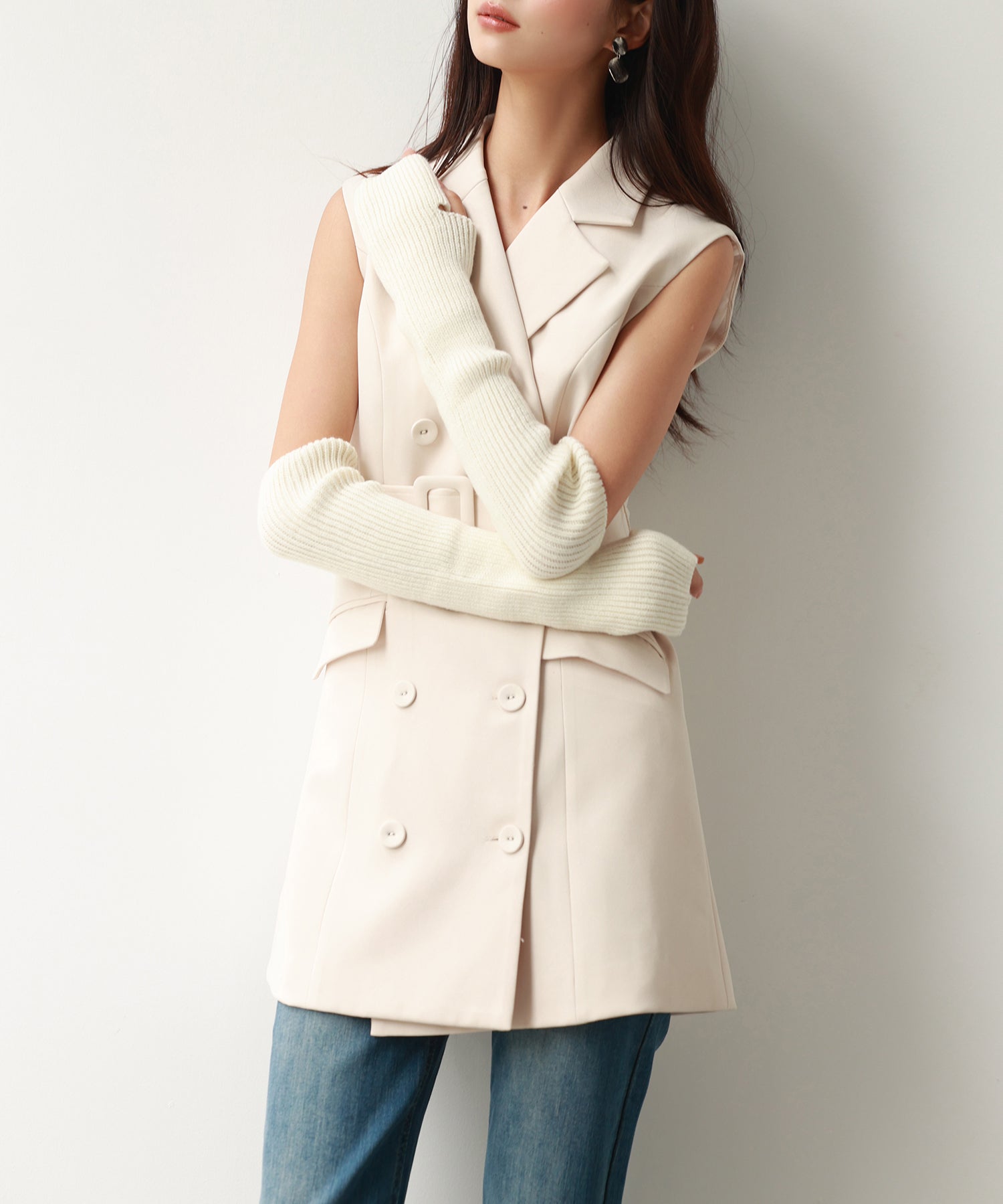 2wayケープミドル丈コートsdp0123 アイボリー