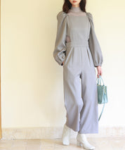 サイドカットアウトスクエアネックオールインワンsdp0124 グレー