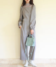 サイドカットアウトスクエアネックオールインワンsdp0124 グレー