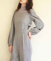 サイドカットアウトスクエアネックオールインワンsdp0124 グレー