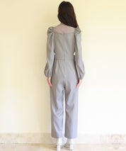 サイドカットアウトスクエアネックオールインワンsdp0124 グレー