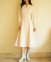 2way配色ケープカラーミモレワンピースsdp0125 ベージュ